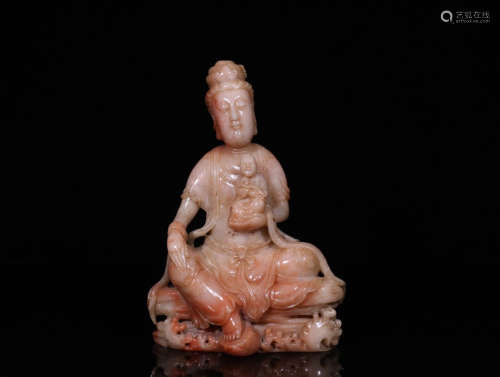 A SHOUSHAN&FURONG STONE GUANYIN SHAPED ORNAMENT