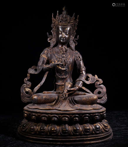 A BRONZE GUANYIN SHAPED ORNAMENT