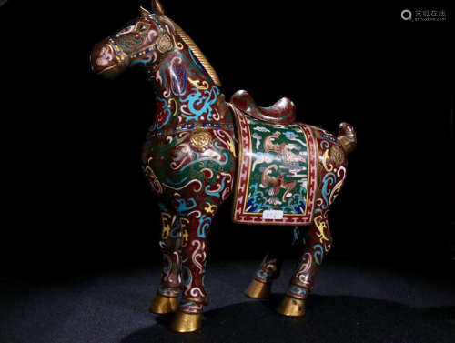 A CLOISONNE ORNAMENT OF HORSE SHAPED