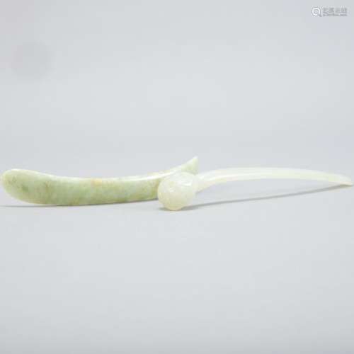 Grp:2 19th c. Chinese Pierced Jade Hair Pins