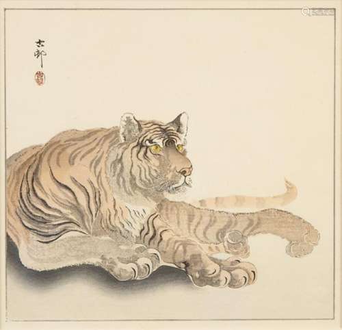 Ohara Koson: Japanese Tiger Woodblock Print