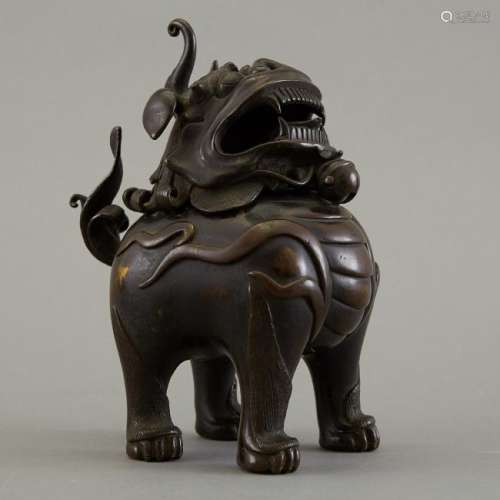 Late Qing Chinese Bronze Buddhist Lion Censer