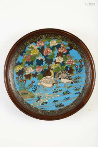 Japanese Meiji Cloisonne Tray with Flowers Birds