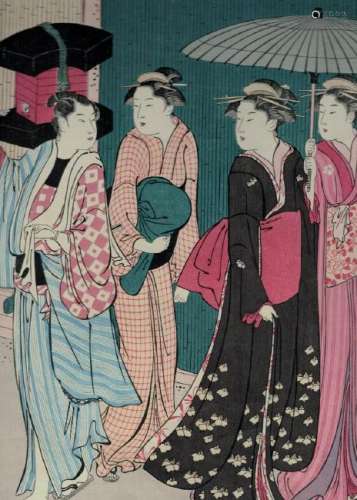 Grp:2 18-19th c. Japanese Woodblock Prints Kiyona