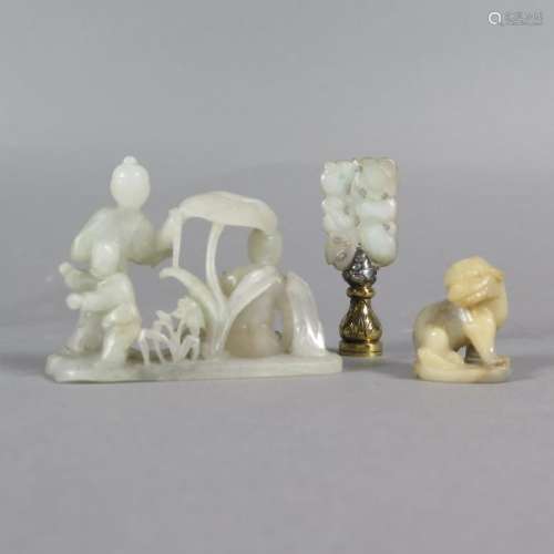 Group Chinese Jade and Soapstone Carvings Late 19