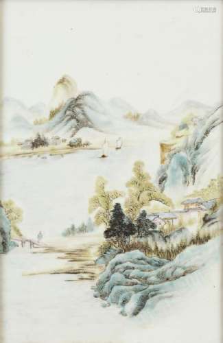 Late Qing or Republic Chinese Porcelain Plaque