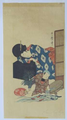 Grp: 2 18-19th c. Japanese Woodblock Prints by Ut