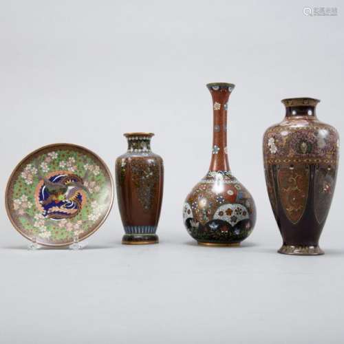 Grp 4 Japanese Meiji Cloisonne Pieces
