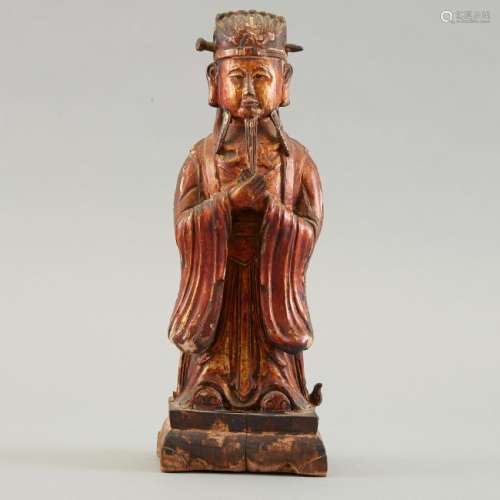 19th c. Chinese Polychrome Wood Immortal