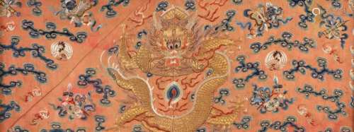 Grp:3 19th C. Chinese Silk Dragon Robe Fragments