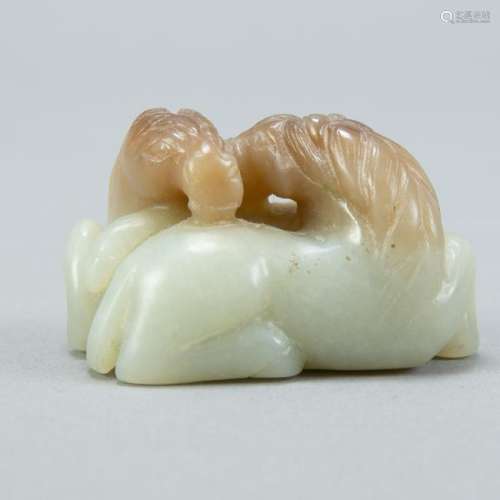 Chinese Qing Jade Carving of 2 Horses
