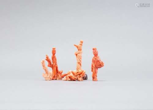 Group of 5 Coral Figurines