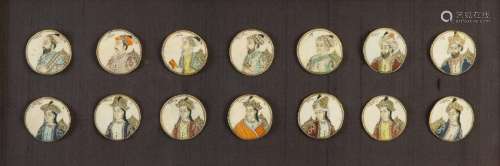 20th c. Mughal Portrait Miniatures on Bone