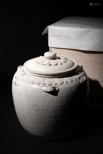 唐時代 白瓷罐
