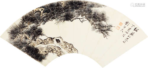 刘子久 1947年作 苍松 设色纸本 镜心