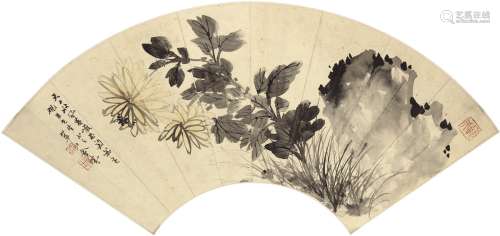 金 城（1878～1926） 秋风黄菊图