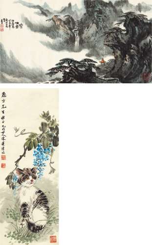 苏春生（1939～ ）、陈莲涛（1901～1994） 山水清音图•猫