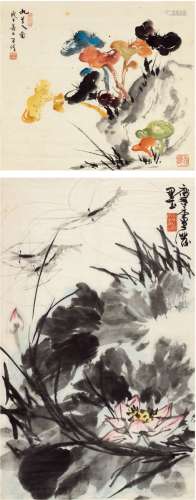 张守成（1918～ ）、许麟庐（1916～2011） 花鸟二帧