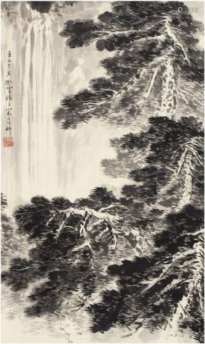 宋吟可（1902～1999） 松瀑图