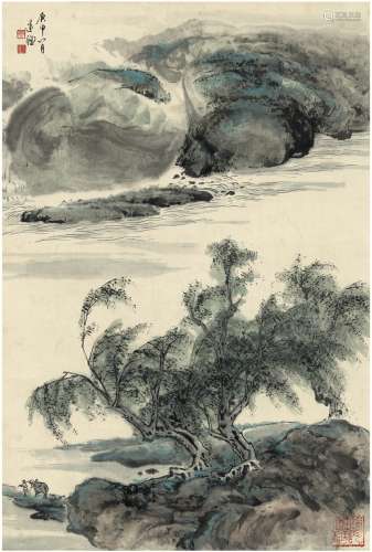 黄达聪（1913～2001） 夏山烟水图