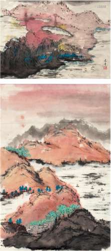 王季迁（1907～2003） 山村小景二帧