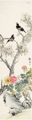 邓启昌（？～1896） 花枝雀语图