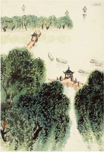 卓鹤君（1943～ ） 西湖小景图