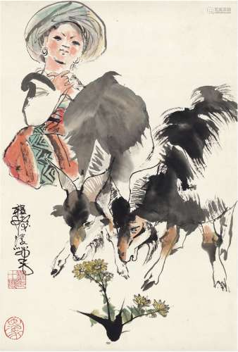 程十髪（1921～2007） 少女牧羊图