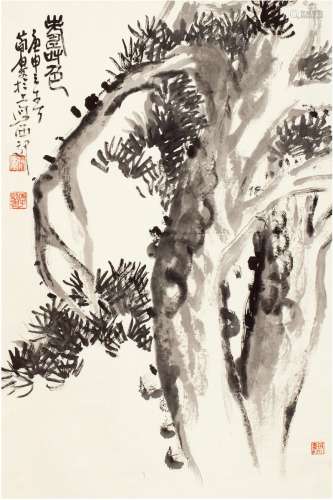 曹简楼（1913～2005） 寿色图