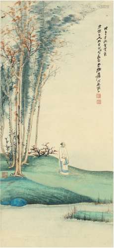 张大千（1899～1983） 溪畔行吟图