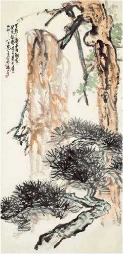 王个簃（1896～1988） 苍松瘦石图