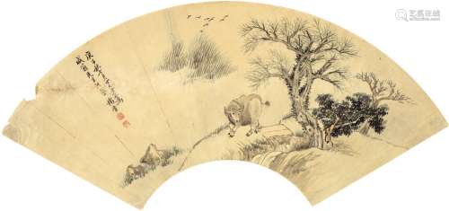 杨晋（1644～1728）芦溪放牧图