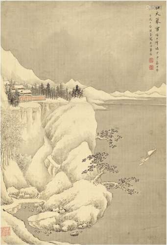 张崟（款）（1761～1829）江天暮雪图