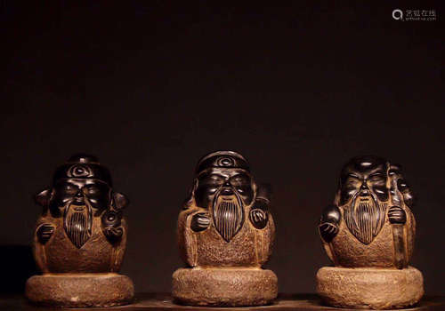 A SET OF BLUE STONE ORNAMENTS WITH FIGURE CARVING