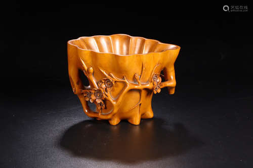 A HUANGYANG WOOD CUP OF PLUM BLOSSOM