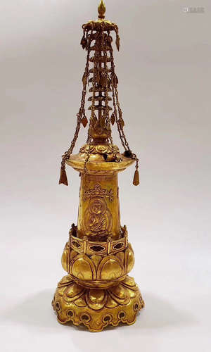 A GOLD RELIC PAGODA