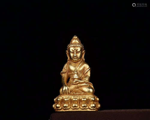 A GOLD SIT GUANYIN PATTERN BUDDHA