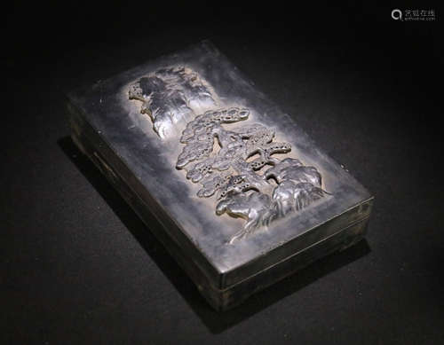 A CARVED PINE TREE INK SLAB