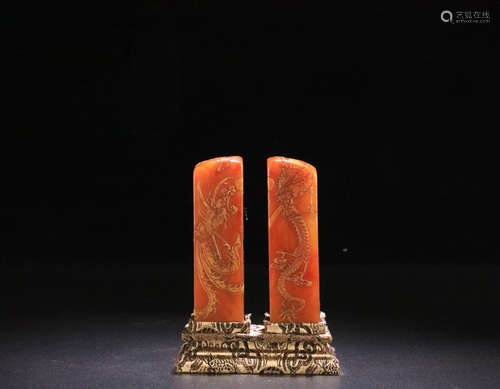 PAIR OF TIANHUANG STONE SEAL PENDANT