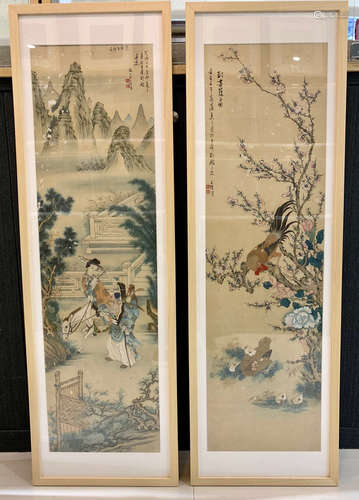 TWO ZIHUANG SHEN MARK PAINTINGS OF STORY-TELLING CONTENT