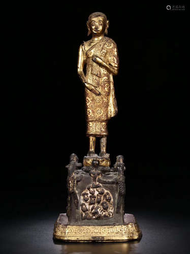 A MING DYNASTY COPPER GILT BUDDHA