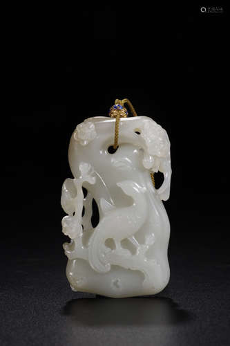 A WHITE HETIAN JADE PENDANT OF HAPPINESS