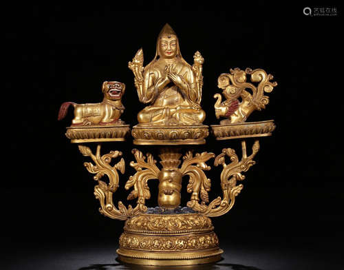 A QING DYNASTY COPPER GILT BUDDHA