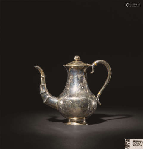 清代（1860年） 人物纹银壶