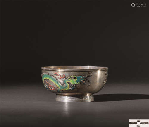 清代（1860年） 珐琅龙纹碗