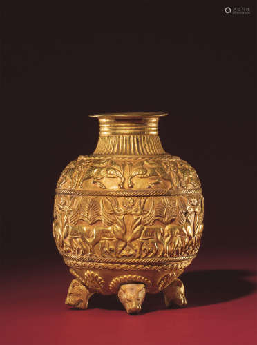 西亚文化浮雕金瓶
