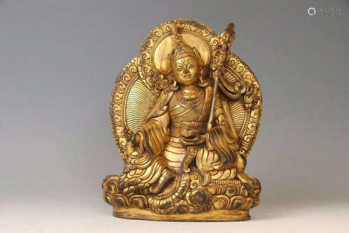 A TIBETAN GILT BRONZE CASTED BUDDHA