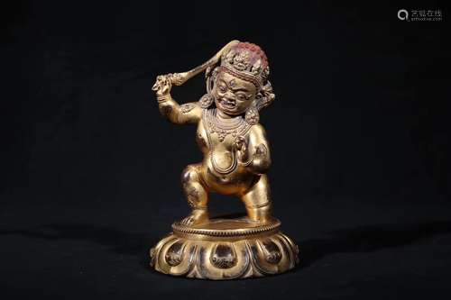 A GILT BRONZE CASTED WHITE IMMOBILE KING BUDDHA