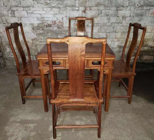 SET HUANGHUALI WOOD CARVED CHAIR AND TABLE