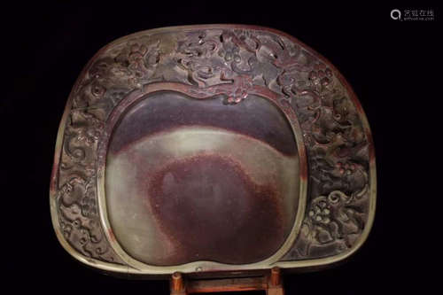 A PURPLE ROBE EYE STONE CARVED POETRY INK SLAB